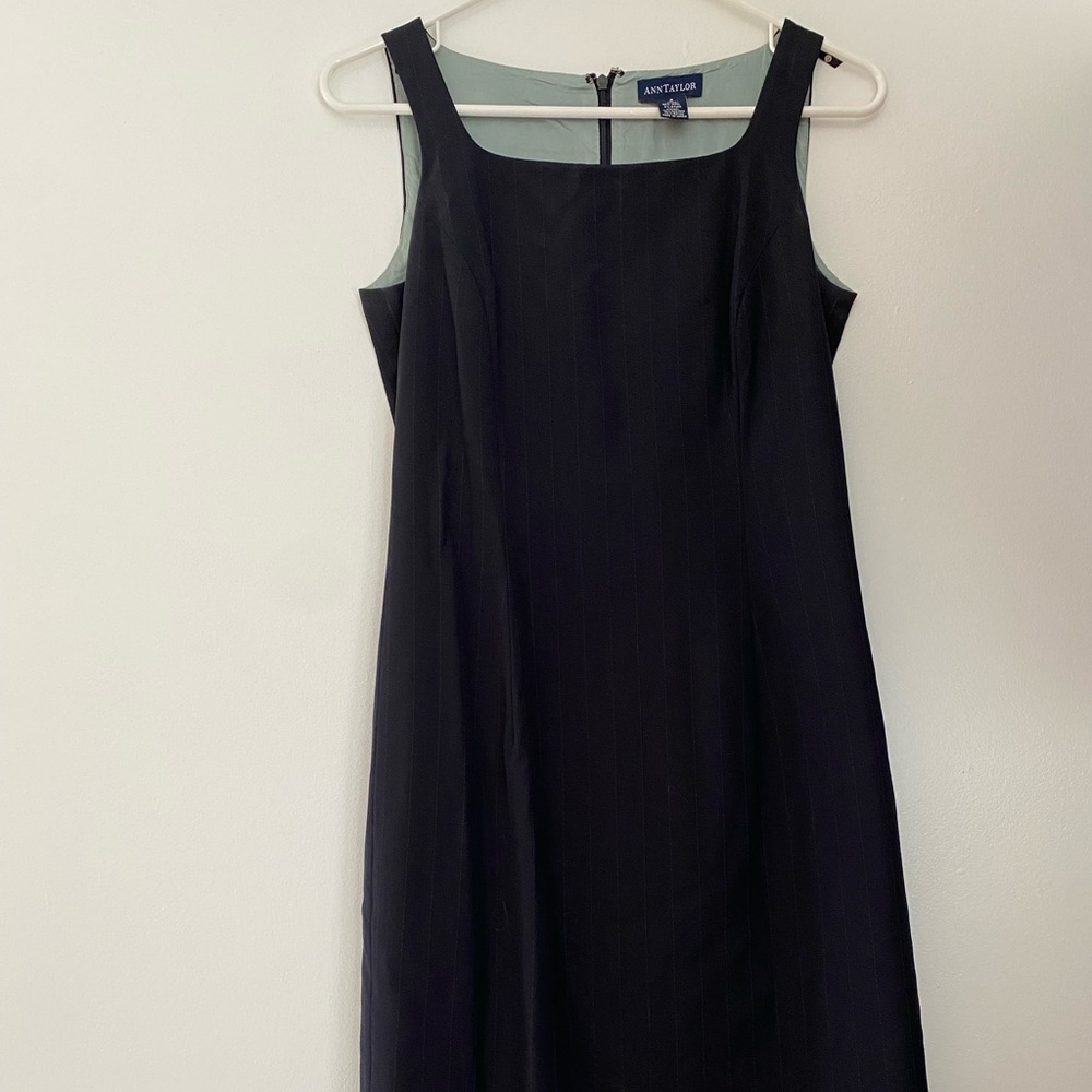Navy pinstriped vintage Ann Taylor dress